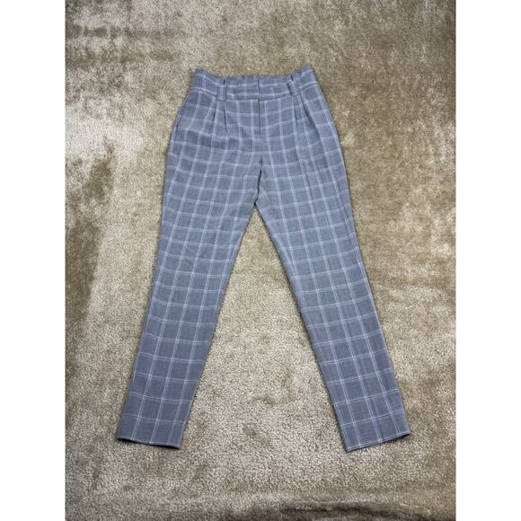 Calvin Klein Pants - Calvin Klein Paper Bag Waist Dress Pants Sz 2 Skinny Leg Gray Plaid Pleated A495